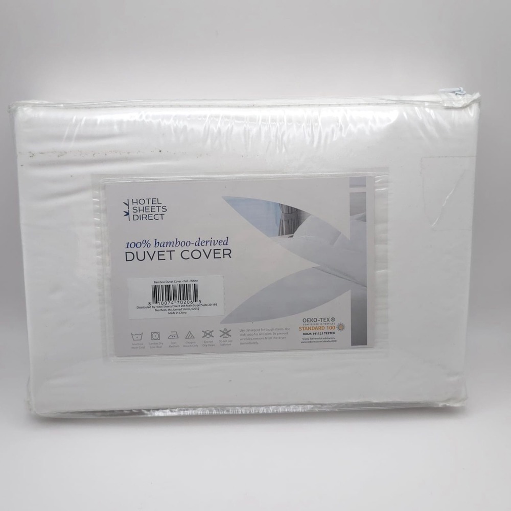 New HOTEL SHEETS DIRECT 100% Bamboo Duvet Cover Set Full White OEKO-TEX‎